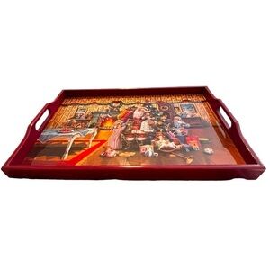 Christmas Wooden Tray Vintage made in Taiwan